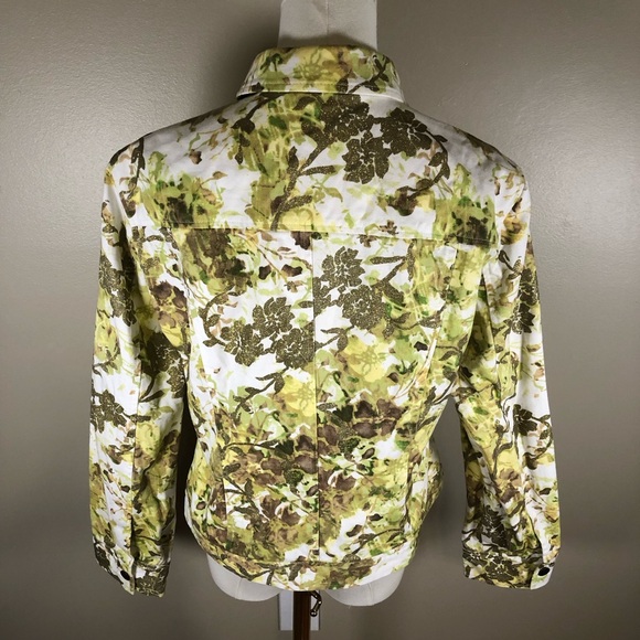 c.l.o.t.h.e.s. Floral Print Button Front Denim Jacket Size M - Picture 3 of 13